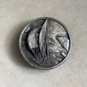 Silver Sailboat Belt Buckle